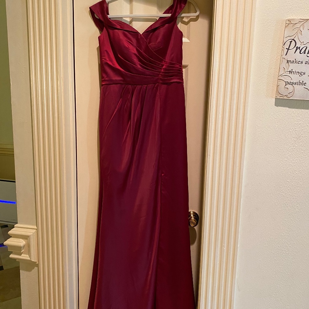 Satin Burgundy floor length gown